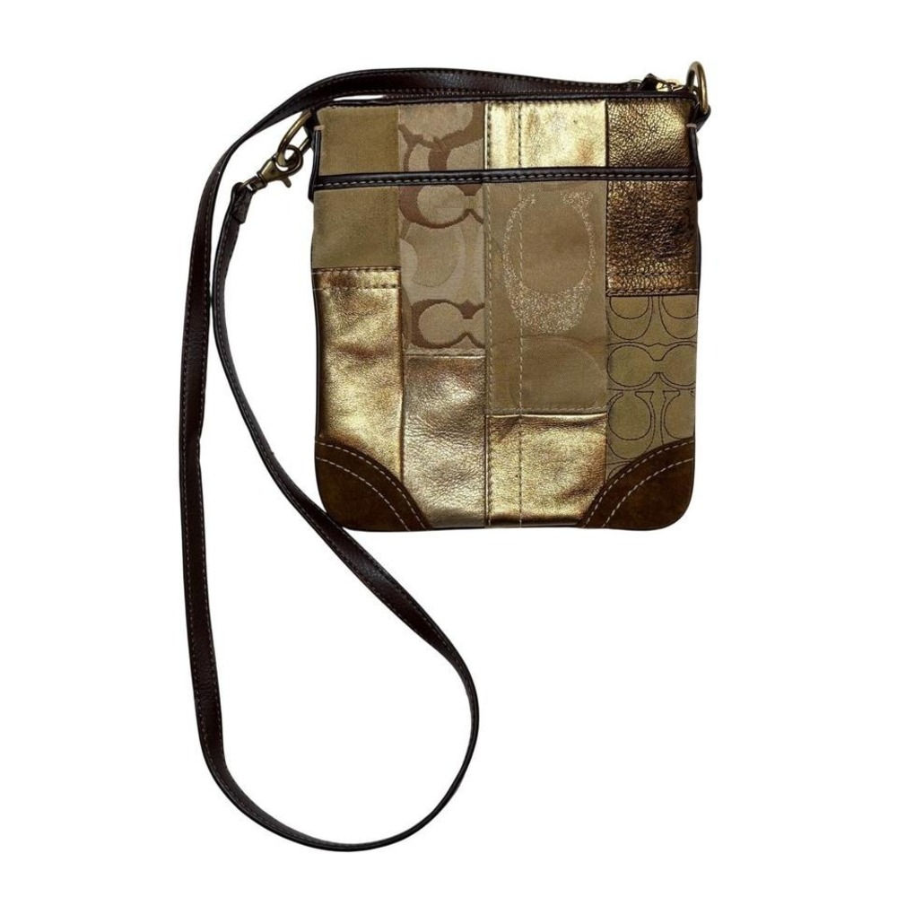 Vintage Coach Y2K Gold Patchwork Crossbody Bag 2000s